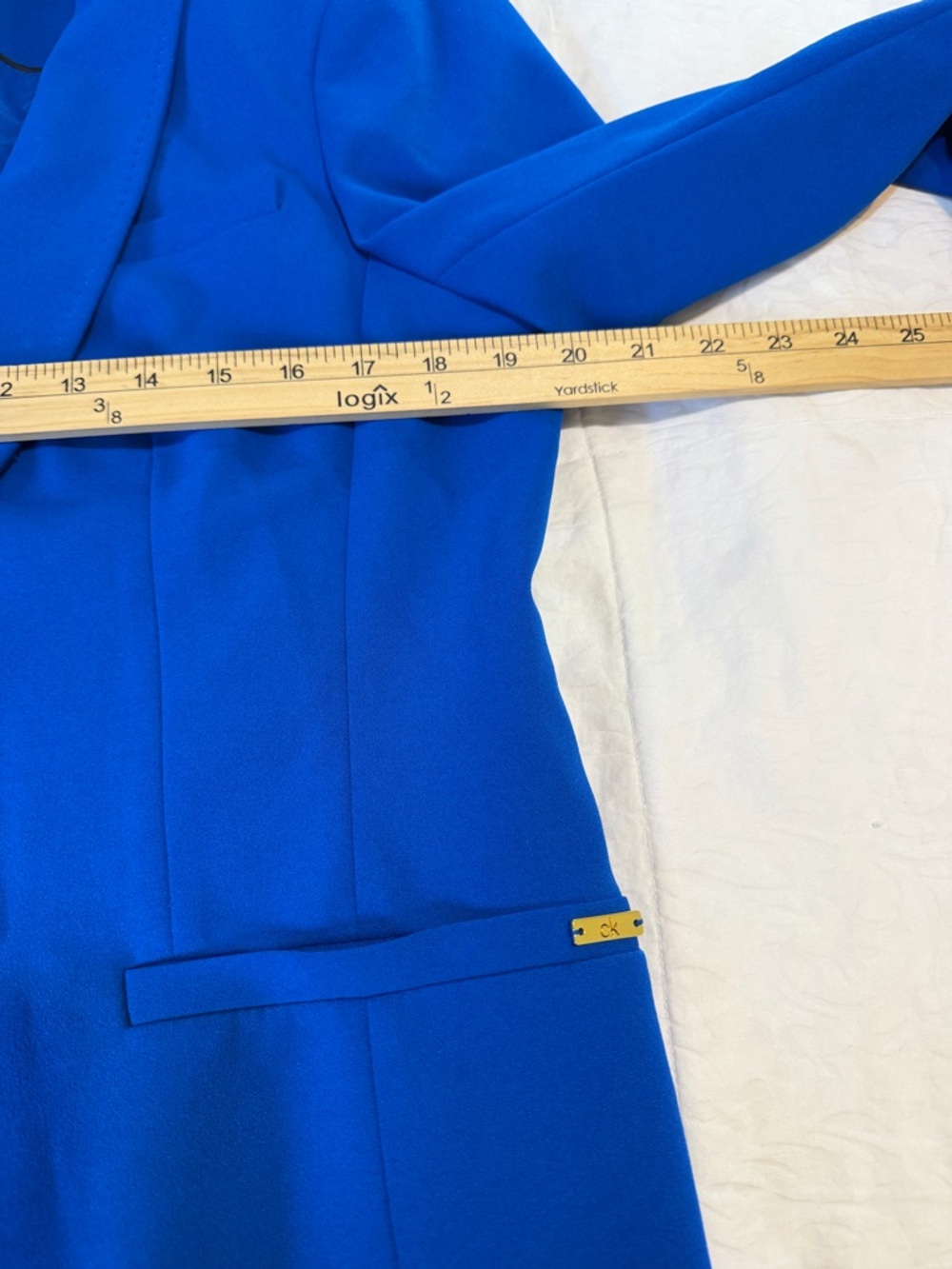 Calvin Klein Blue Blazer Size 14 One Button Career Jacket Chic Work - Picture 6 of 9